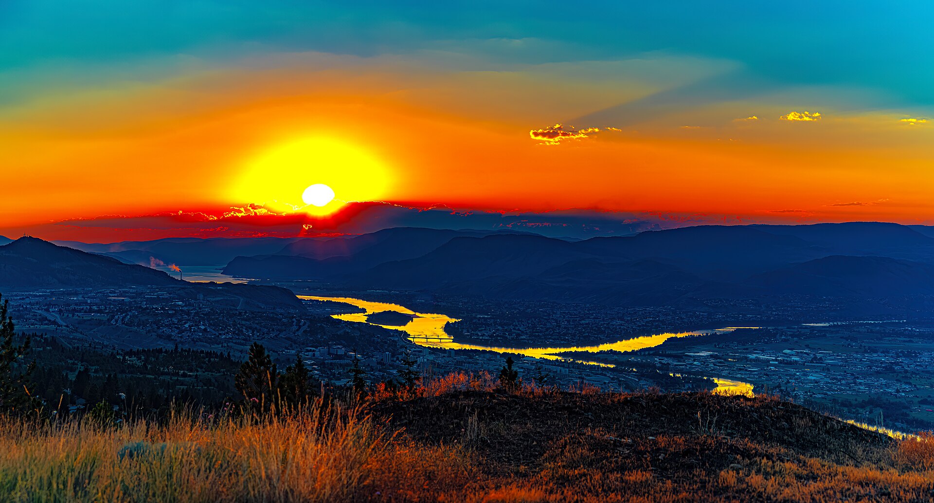 Kamloops rivers and dry hills landscape British Columbia