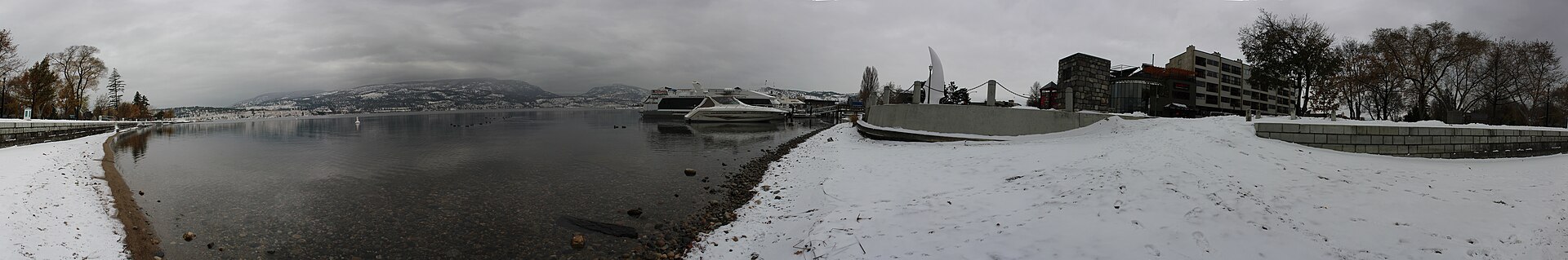 Kelowna Okanagan Lake waterfront and hills