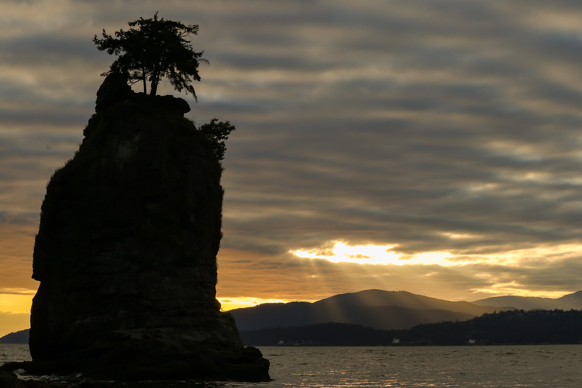 Siwash Rock at sunset, Stanley Park
