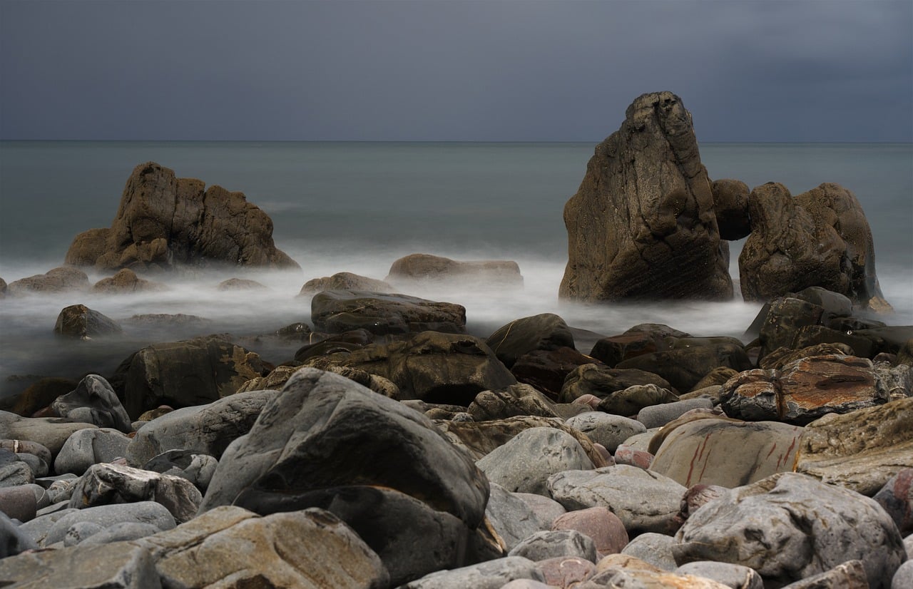 Pacific storm surf pounding the rocky west coast of Vancouver Island