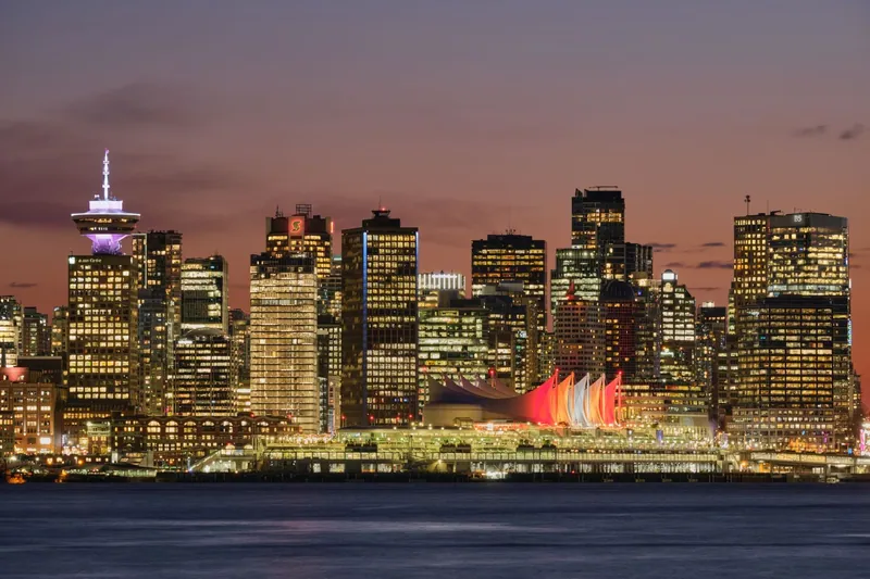 Canada Place and downtown at dusk