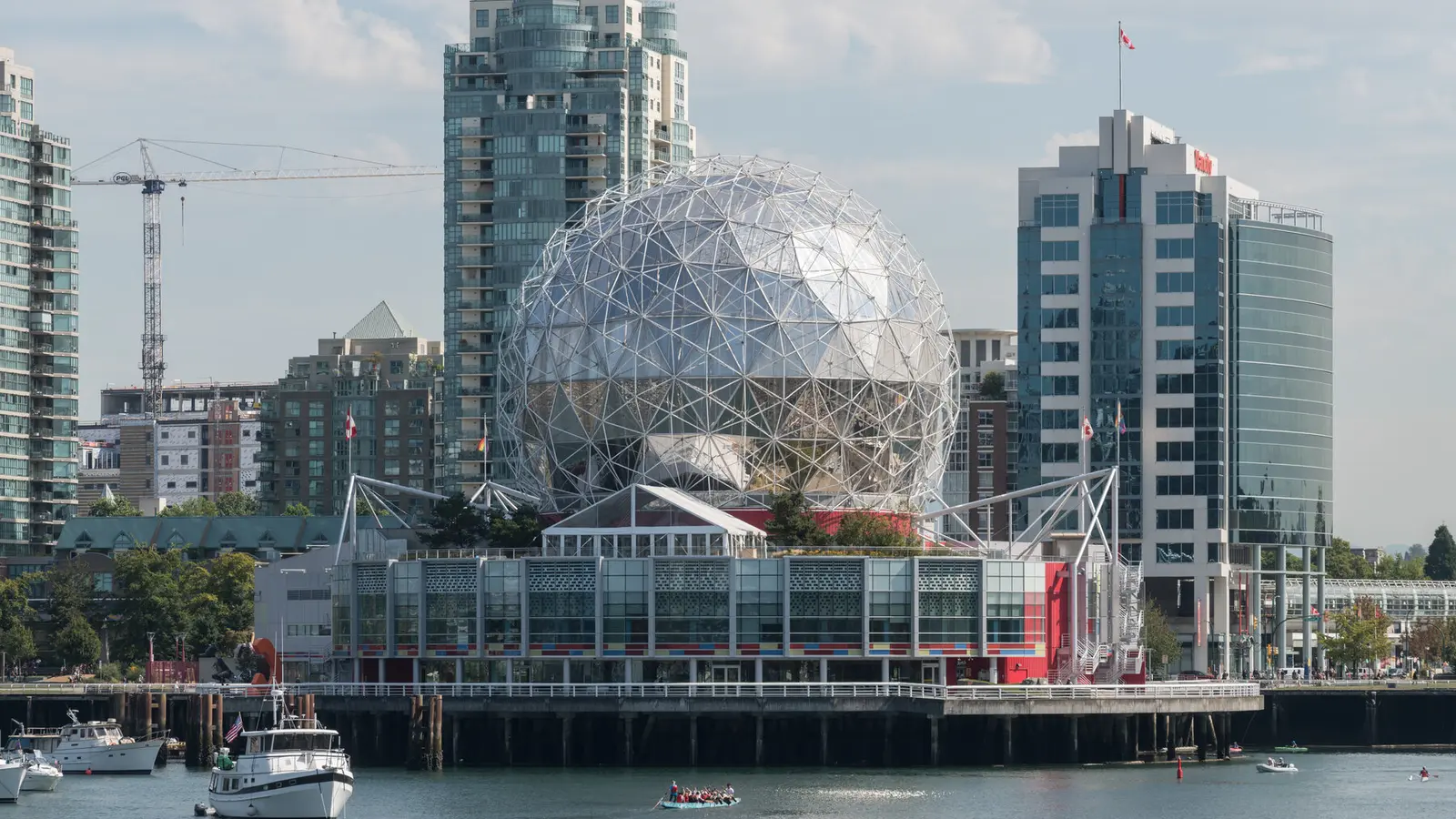 Science World and the False Creek skyline — Vancouver's most-used establishing shot