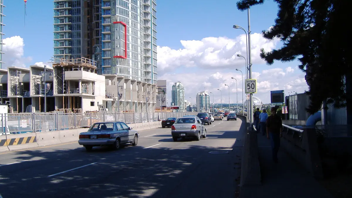 Georgia Viaduct looking east — the real road from Deadpool's opening chase