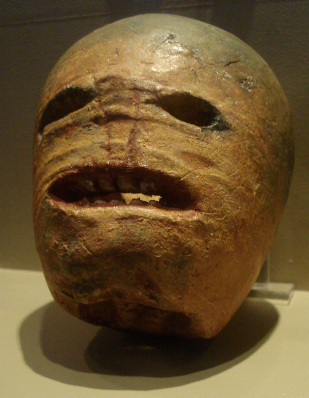 A traditional Irish jack-o'-lantern carved from a turnip, on display at the Museum of Country Life in Ireland
