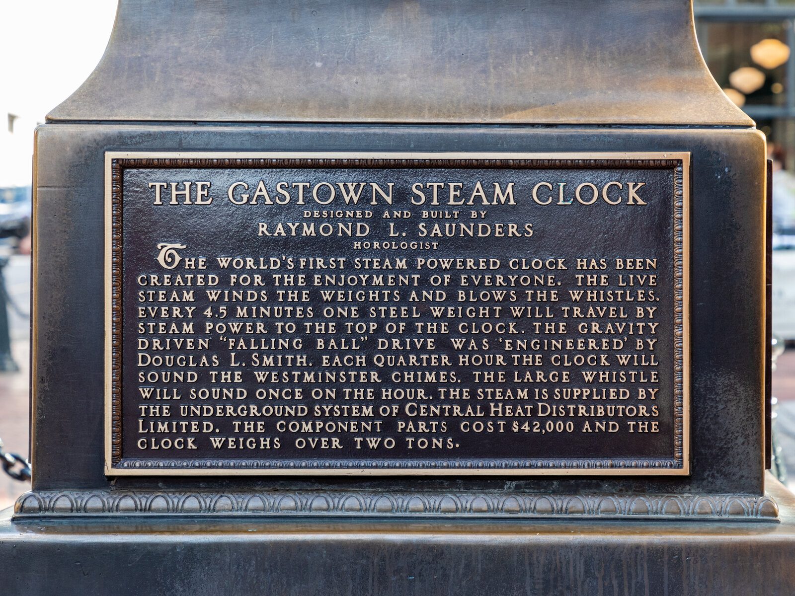 The Gastown steam clock releasing steam on Water Street in Vancouver