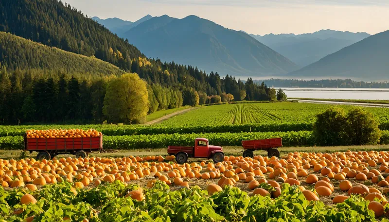 Pumpkin patch at harvest time