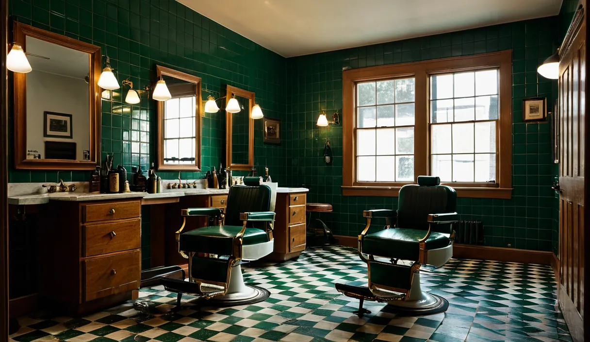 Interior of a traditional barbershop — illustration