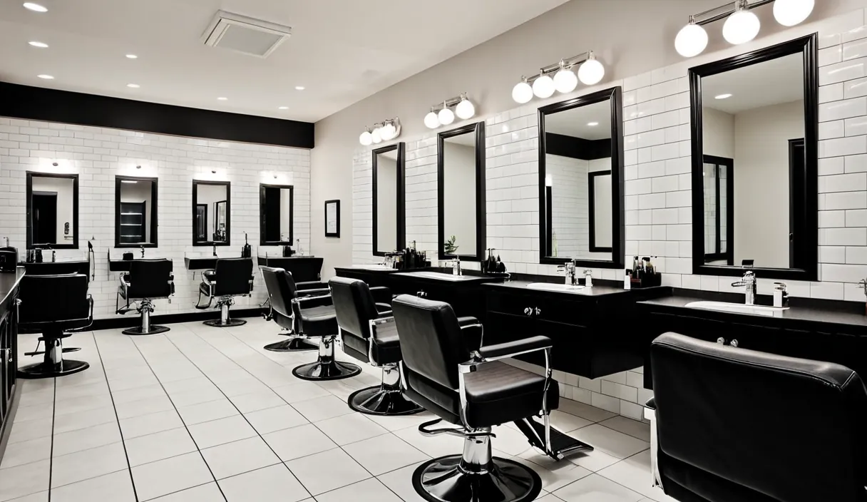 Interior of a modern hair salon — illustration