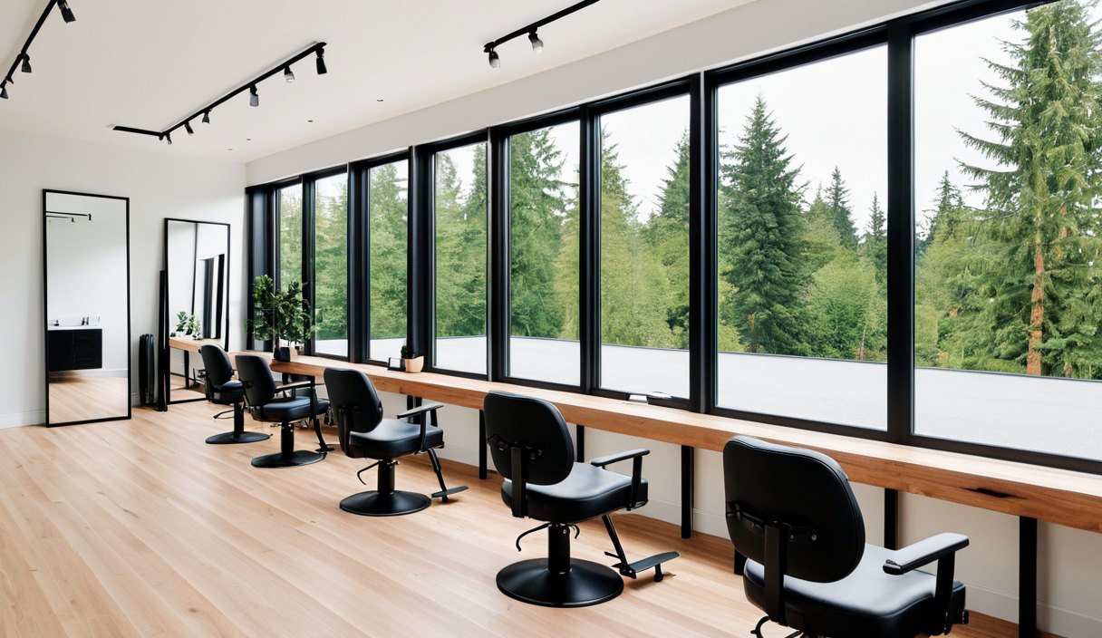 Intérieur lumineux d'un salon de coiffure moderne à Vancouver