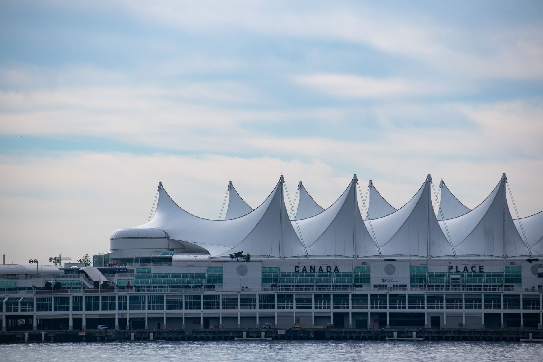 The white sails of the Canada Place cruise terminal on the Vancouver waterfront