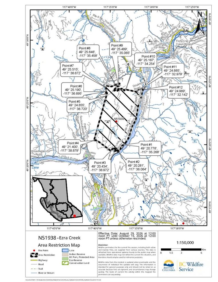 Area restriction in effect for Ezra Creek area