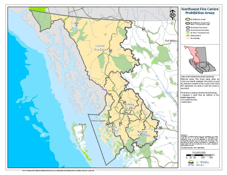 Category 2 open fire prohibition rescinded in the Northwest Fire Centre